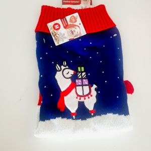 New with tags Christmas llama sweater dog outfit. Size med